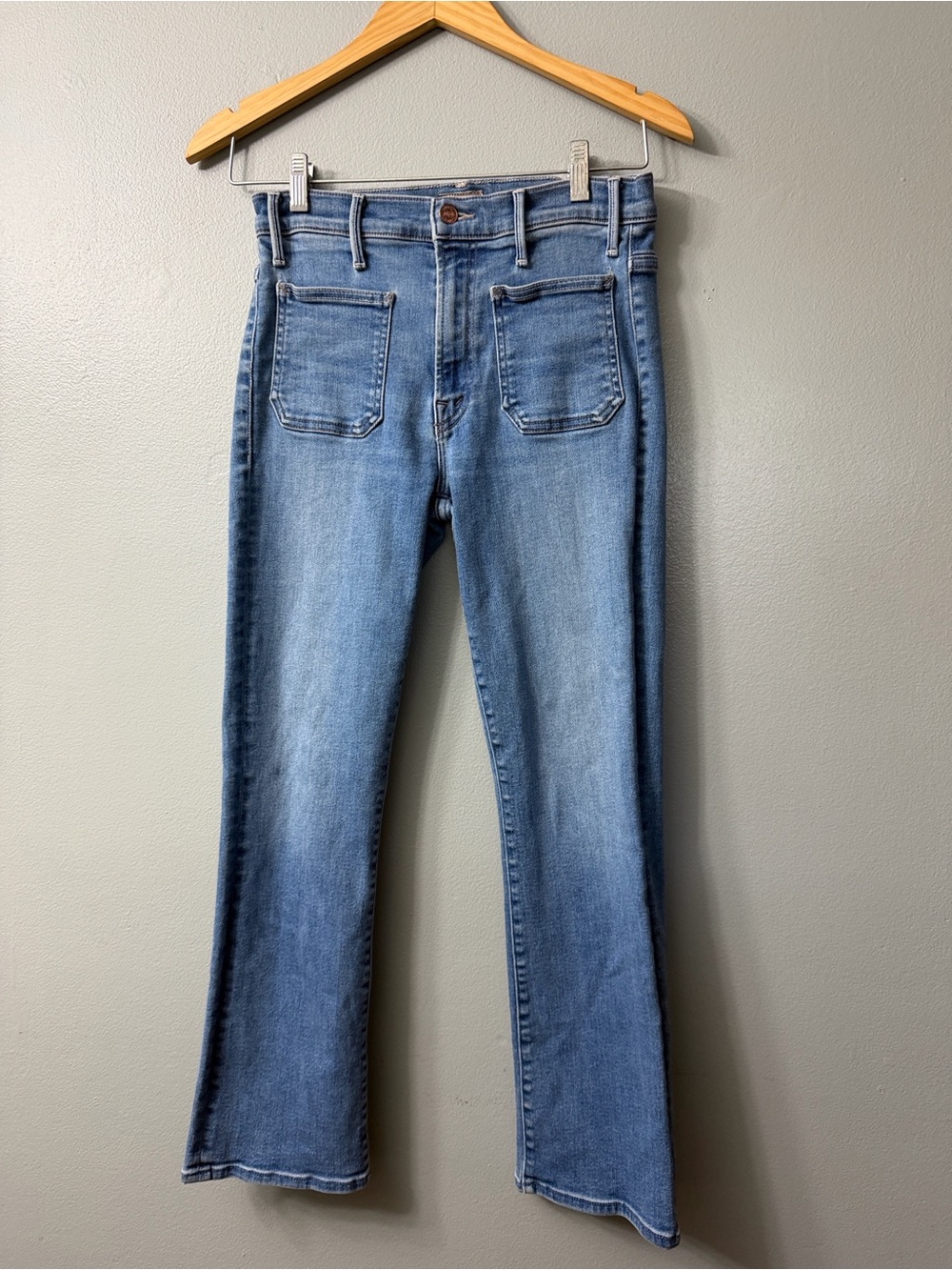 Mother the patch pocket insider ankle Classic Women's Light Blue Straight Jeans
